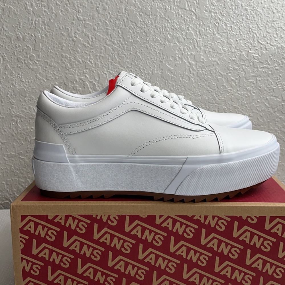 Vans White Platform Old Skool Women's Sneakers - Picture 4 of 11